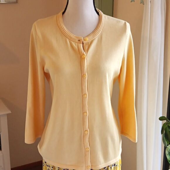 Talbots Yellow Cotton Sweater - Picture 1 of 8